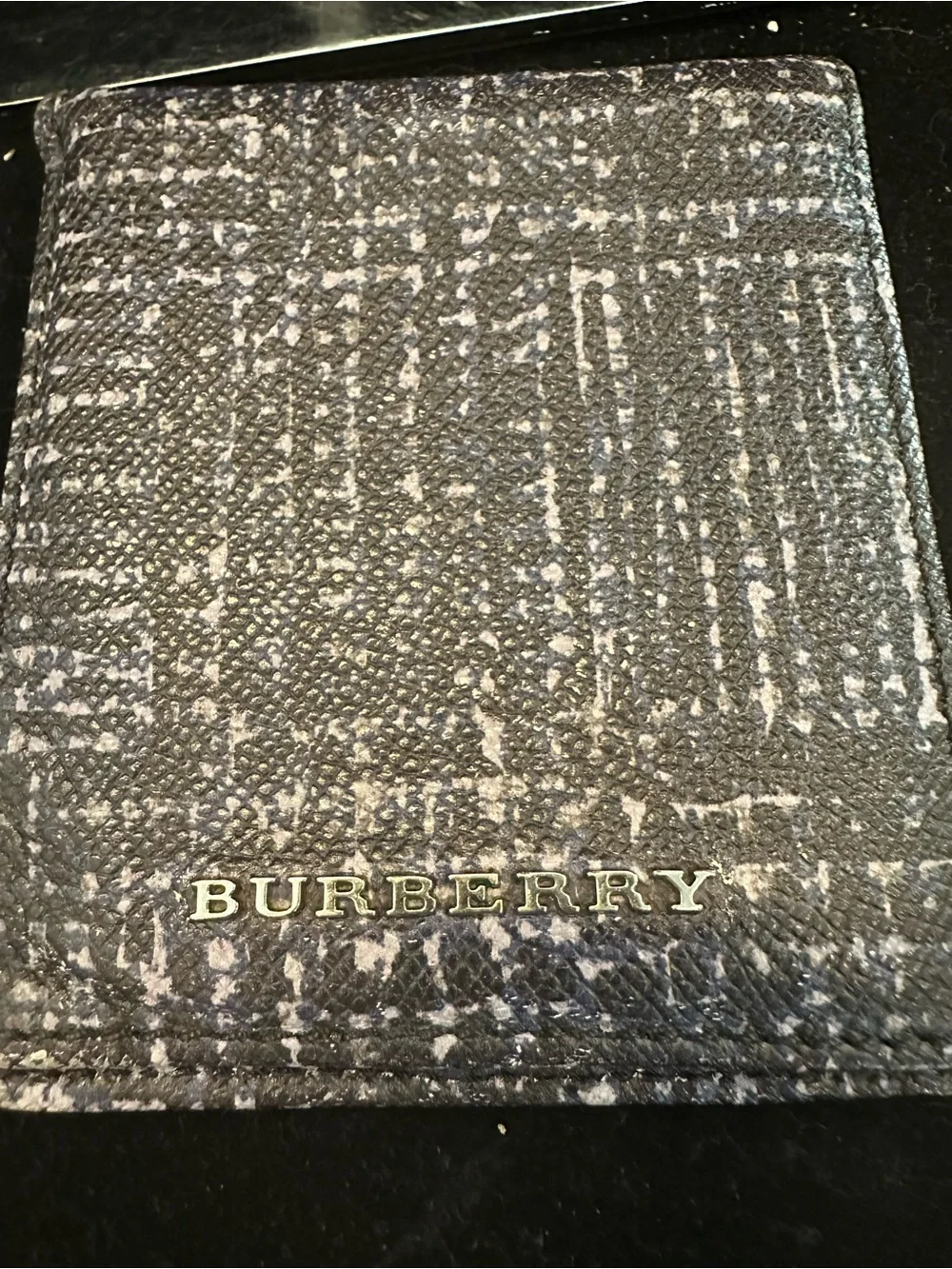 Burberry#251 embossed check compact wallet